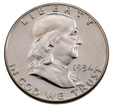 1954 50C Franklin Demi Dollar En Gem Preuve État, Excellent Oeil Appeal - $131.66 CAD