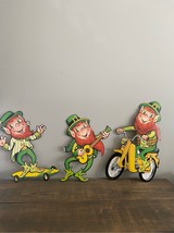 3 Vintage 1967 Beistle Co. St Patty&#39;s Day Leprechaun Decorative 12”- 15&quot; Cardboa - £18.00 GBP