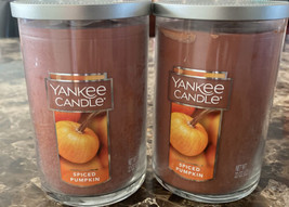 Yankee Candle Spiced Pumpkin 22oz Large Glass Lot Of 2 Brand New - $49.49