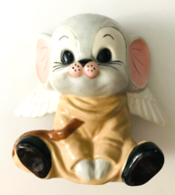 Mouse Figurine in Monk&#39;s Robe with Wings &amp; Carrying a Sack of Love Vinta... - $12.59