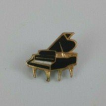 Vintage Black &amp; Gold Tone Grand Piano Lapel Hat Pin - £4.18 GBP