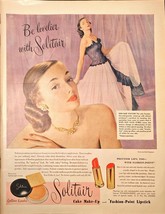 Solitair Fashion Point Lipstick Be lovelier jewelry-1948 Vintage Print Ad - $7.56