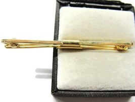 Classic Vintage Tie Collar Bar Gold Tone w Ball Ends - £15.48 GBP