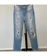 True Religion Medium Blue Ripped Straight Leg Jeans - $121.25