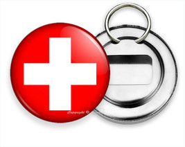 Flag Of Switzerland Swiss Cross Symbol New Beer Soda Bottle Opener Keychain Gift - £11.99 GBP