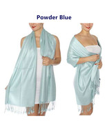 Powder Blue - 2Ply Scarf 78X28 LONG Solid Silk Pashmina Cashmere Shawl Wrap - £14.25 GBP