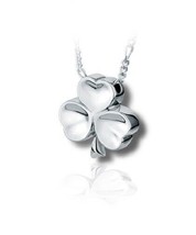 Sterling Silver Shamrock Funeral Cremation Urn Pendant for Ashes w/Chain - $299.00