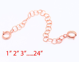 Solid Sterling Silver PINK / ROSE Round Link Extender Chain Necklace Bracelet - £6.24 GBP