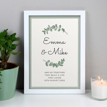 Personalised Botanical A4 White Framed Print, Wedding Day Gift, Anniversary Gift - £13.44 GBP