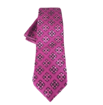 Bruno Conte Men&#39;s Tie Hanky Rose Black Pink Floral Plaids Polyester Width 3.5&quot; - £15.17 GBP