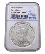 2020-S$1 Silver American Eagle Proof Graded by NGC as PF69 UCam Early Re... - €98,68 EUR