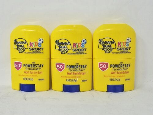 Primary image for Banana Boat SPF 50+ Kids Sport Stick 0.5 Ounce (3 Pack) exp date 3/25
