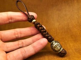 Braided Leather Keychain Lanyard with Turtle Bead,Noel Gift - $29.99