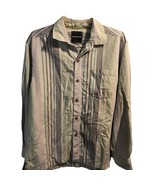 Tommy Bahama Mens M Beige Striped Long Sleeve Silk Blend Button Hawaiian... - $34.65