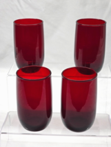 ANCHOR HOCKING Roly Poly ROYAL RUBY 9oz 4.25&quot; Juice Tumbler - Vintage Se... - $26.88