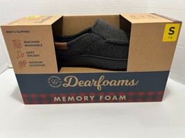 New - Dearfoams Men&#39;s Memory Foam Slippers Indoor / Outdoor 2022 Black Sz S 7-8 - £5.92 GBP