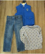Buffalo David Bitton 3pc set Vest. Jeans, T-shirt BLUE Little Boy&#39;s Sz 3... - $24.30
