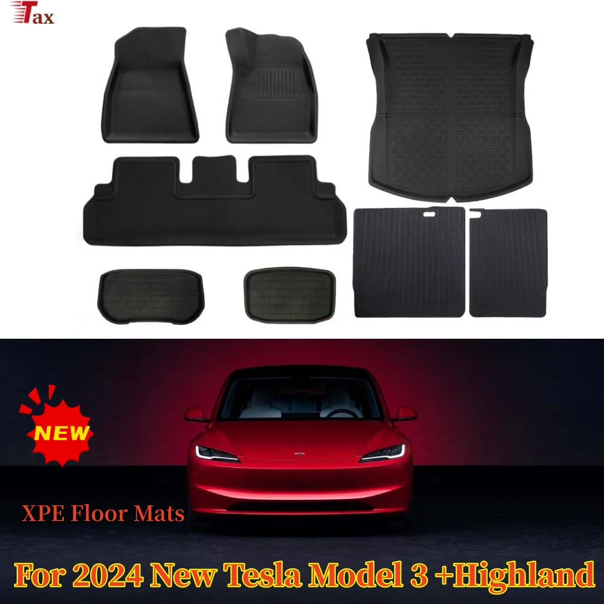 For 2024 New Tesla Model 3 Highland Floor Mats XPE All Weather Front Rea... - $79.60+