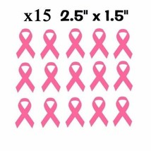 x15 Breast Cancer Ribbons Pink Awareness Pack Vinyl Decal Stickers 2.5&quot; ... - £6.78 GBP
