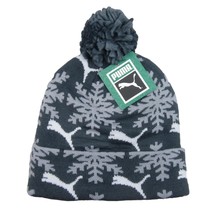 Puma Fair Isle Snowflake Pom Beanie Cap Unisex One Size Fit Grey NEW - $410.77 MXN