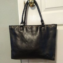 Patricia Nash Zancona Black Smooth Leather Tote Women&#39;s Handbag B1515 - $123.75