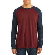 Men's Medium Long Sleeve Crewneck Raglan T-Shirt Red Black Pullover Fall Winter - £17.40 GBP