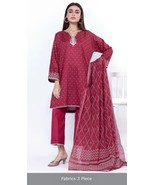 Pakistani Maroon Printed  3PCS Lawn Suit light Thread work,unstitched - $926.71 MXN