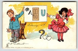 Valentines Day  Postcard Children And Puppy Dog Tuck R F Outcault Undivided Back - £17.84 GBP