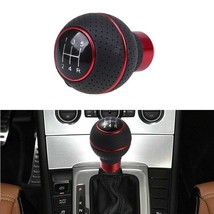 5 Speed Aluminum Manual Car Gear Stick Shifter Lever Leather Gear Shift Knob Red - £13.33 GBP