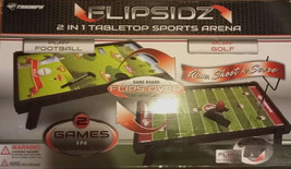 TRIUMPH FLIPSIDZ 2 IN 1 TABLETOP SPORTS ARENA GOLF FOOTBALL 45-6100F Ope... - $60.67