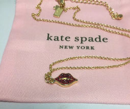 kate spade new york lips Red Pave Pendant Necklace New - £31.35 GBP