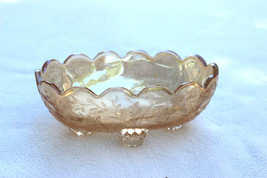 Vintage Indiana Glass Carnival Glass Iridescent Gold Oval Bowl 5-3/8 X 5-3/8 x2&quot; - $18.00