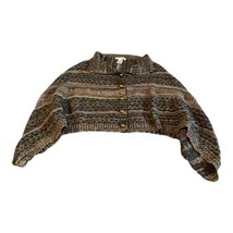 Simply Noelle Brown Womens Button Sweater Cape Poncho Shawl One Size Black Brown - £26.55 GBP