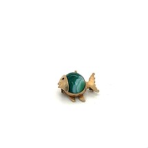 Vintage 12k Gold Filled WRE Carved Scarabs Beetle Green Banded Agate Fis... - £30.36 GBP