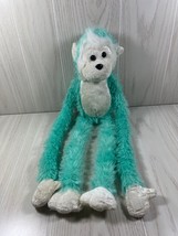 Goffa Int&#39;l Teal blue green white 20&quot; plush long arms hanging monkey shaggy fur - £11.66 GBP