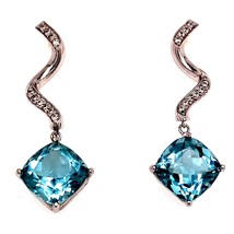 Natural Aquamarine Diamond Earrings 14k Gold 8.15 TCW Certified $4,950 111528 - £1,378.95 GBP