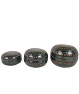 Etched Black Lacquerware Asian Burmese Nesting Betel Kun-It Bowl Boxes 3... - $64.03 CAD