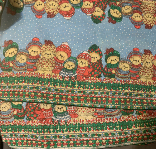 Lucy Riggs Christmas Teddy Bear Tablecloth 120x60 FREE NAPKINS SHAKER Folkcraft - $44.36