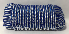 Blue/White Double Braid Poly 3/8&quot; x 50&#39; Marine UTILITY ROPE Boat Dock Line Cord - £14.64 GBP