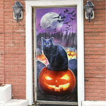 Halloween Door Cover Party Home Decor Supplies Pumpkin 30&quot;x72&quot; &amp; 30&quot;x48&quot; - £5.89 GBP+