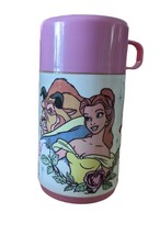 Vintage Beauty and the Beast Pink Aladdin Thermos 1992 Lunchbox Disney Belle - $11.69