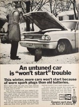 1968 Print Ad Champion Spark Plugs Untuned Car Will Not Start in Snowy Weather - £12.51 GBP