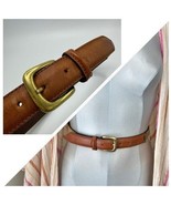 Vintage Fossil Suede Leather Belt Size Small Brass Buckle Tan &amp; Green Color - $25.00