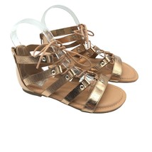 Dolce Vita Girls Curse Gladiator Sandals Lace Up Faux Leather Gold Brown 5 - £11.68 GBP