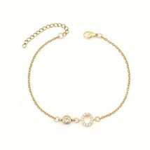 2Ct Lab Created Round Initial &quot;O&quot; Chain Bracelet Diamond 14K Yellow Gold Plated - £156.18 GBP