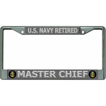 navy retired master chief usn anchor logo chrome license plate frame made in usa - £24.03 GBP