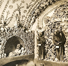 1940s Rome Italy Capuchin Friars Crypt Of Skulls Postcard Gravure Style ... - $39.99