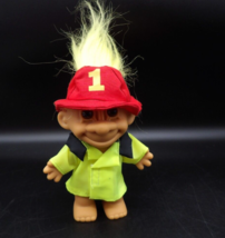 Vintage Russ Troll 5&quot; Doll Fireman Uniform and Hat Yellow Hair - $11.88