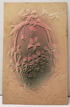 Many Happy Returns Flowers Basket Airbrushed Embossed Kutztown Pa Postcard E20 - £5.40 GBP