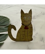 Vintage 90s Metal Cat Decor Figurine Sprinkle &amp; Co Yellow Stripe Kitten ... - €22,34 EUR